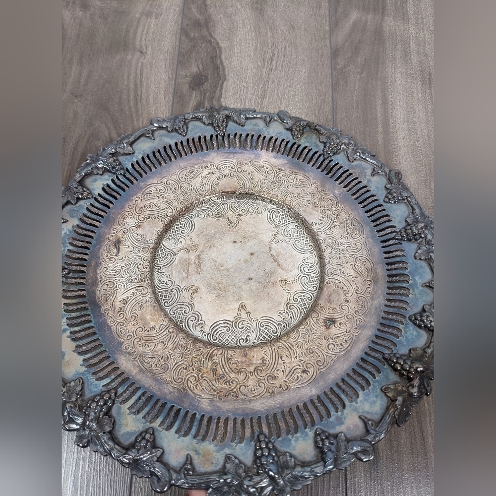 Sterling Silver Plated Copper Sheffield Reproduction Pierced Plate